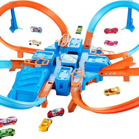 Hot Wheels Toy Car Track Set, Criss Cross Crash with 1:64 Scale Vehicle, Powered - Picture 3 of 5